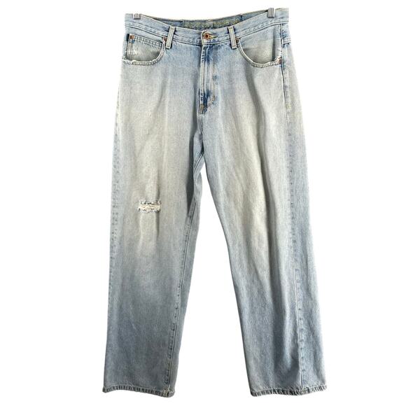 Vtg 90s Nautica Jeans Mens 33x34*32 Blue Distressed Baggy Loose Y2K Skater Denim - Picture 1 of 15